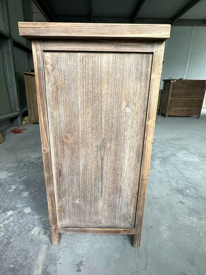 Rustic Natural Aged Brown Solid Wood Transitional Storage Cabinet – 31.89'