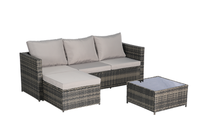 2 Pieces Patio Furniture Set with Woven Sectional and Ottoman