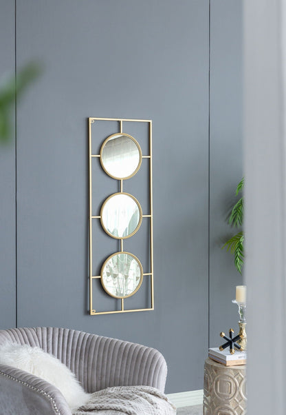 3 Mirror Piece Wall Mirror in Rectangular Frame
