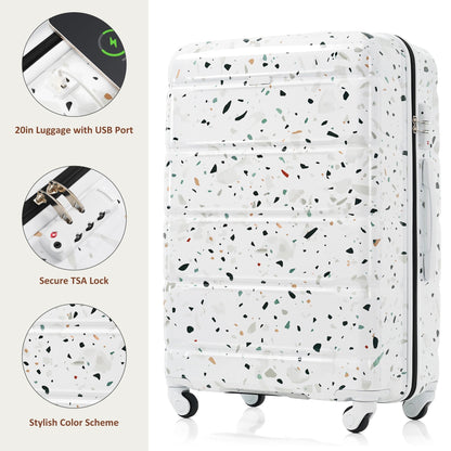 Luggage Set of 3 with USB Port and Spinner Wheels