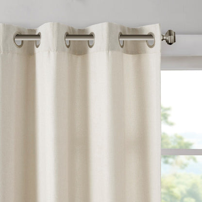 Plaid Rod Pocket and Back Tab Curtain Panel with Fleece Lining Natural 50x84"