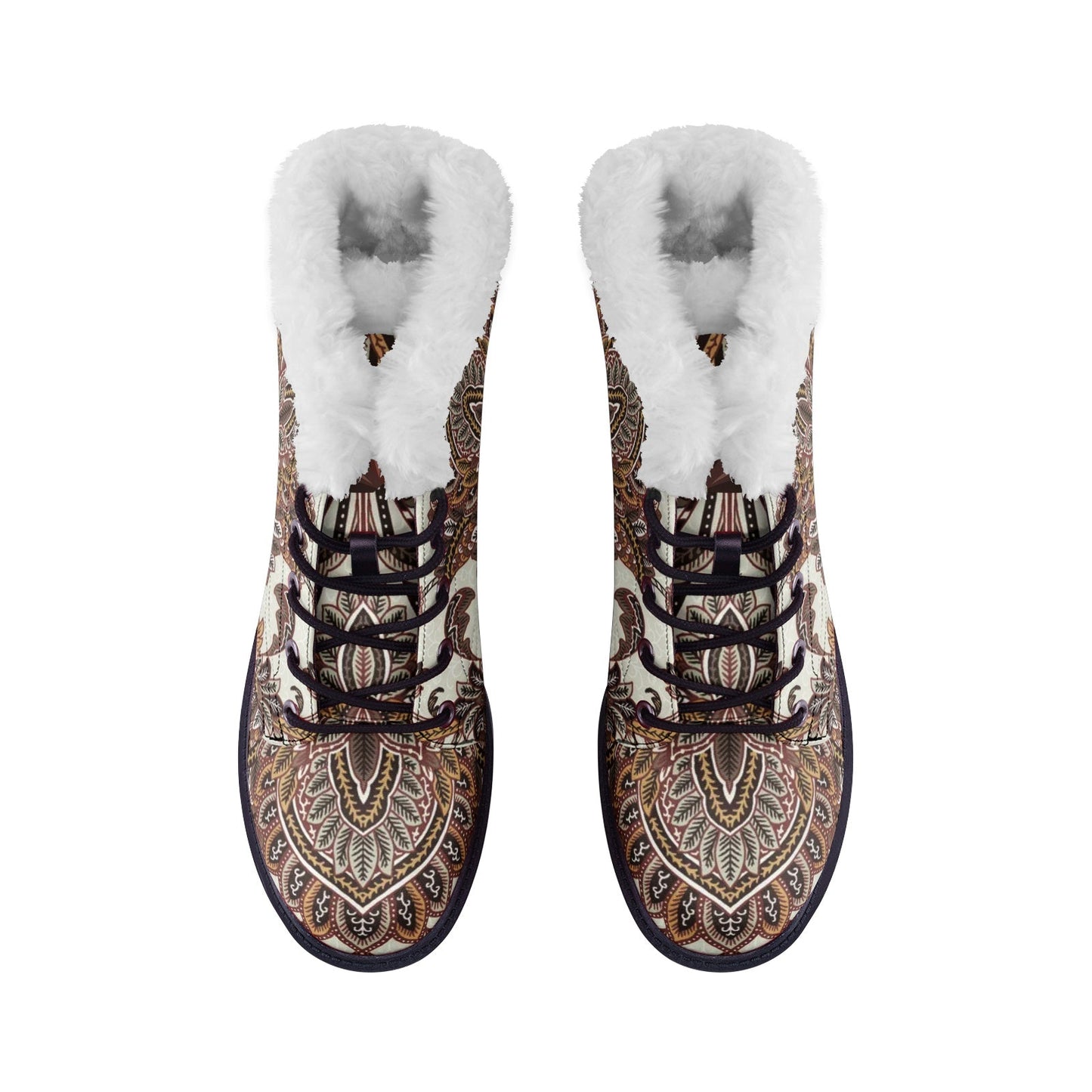 Spirit Ember Lace Up Boots | Cold Season Vegan Leather Combat Boot with Faux Fur Lining