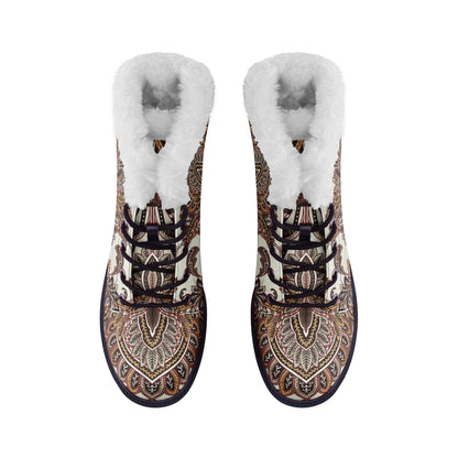 Spirit Ember Lace Up Boots | Cold Season Vegan Leather Combat Boot with Faux Fur Lining