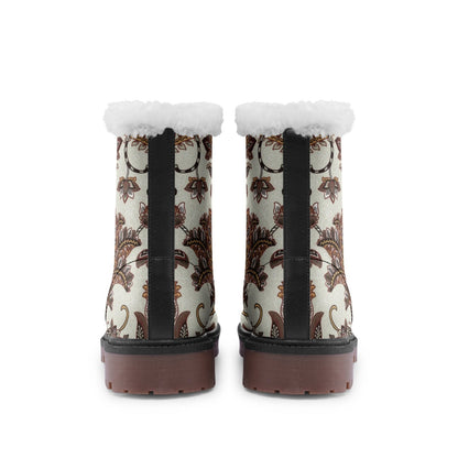 Spirit Ember Lace Up Boots | Cold Season Vegan Leather Combat Boot with Faux Fur Lining