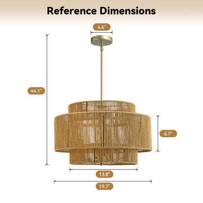 Boho Rattan 3-Light Chandelier