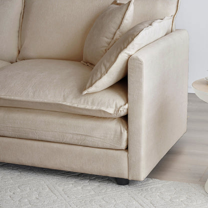 Mid-Century Modern 3-Seater Sofa with Pillows