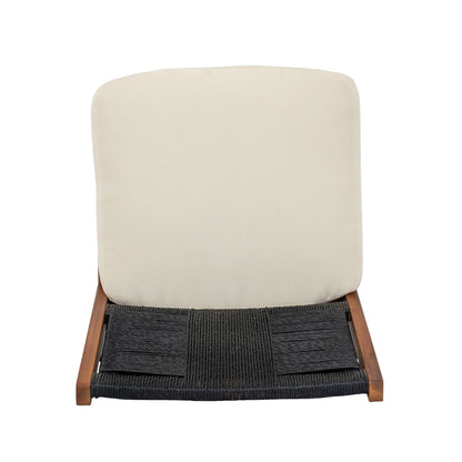 4 Pieces Arly Black Outdoor Bar Stool Solid Acacia Wood and Woven Wicker