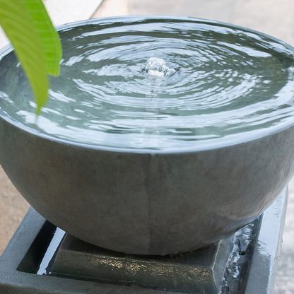 Zen Bowl Water Fountain Outdoor Bird Feeder and Garden Feature