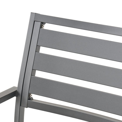 Outdoor Modern Aluminum Dining Chair (Set of 2), Gun Metal Gray