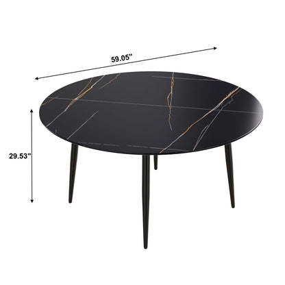 Modern Man-Made Stone Round Dining Table for 6 People