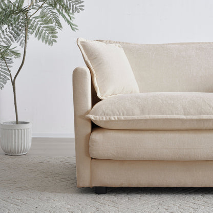 Mid-Century Modern 3-Seater Sofa with Pillows