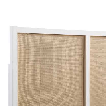 Barkley Cane and Solid Wood Headboard in White with Adjustable Height for Queen/Full Beds