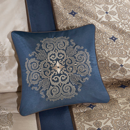 Cal King 7 Piece Jacquard Comforter Set with Throw Pillows