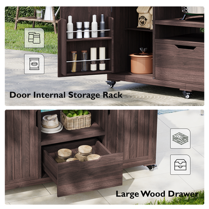 K&K 66.5' Outdoor Kitchen Island for Big Green Egg Grills