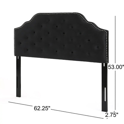 Charismatic Queen Size Headboard with Button Tufting and Nailhead Trim