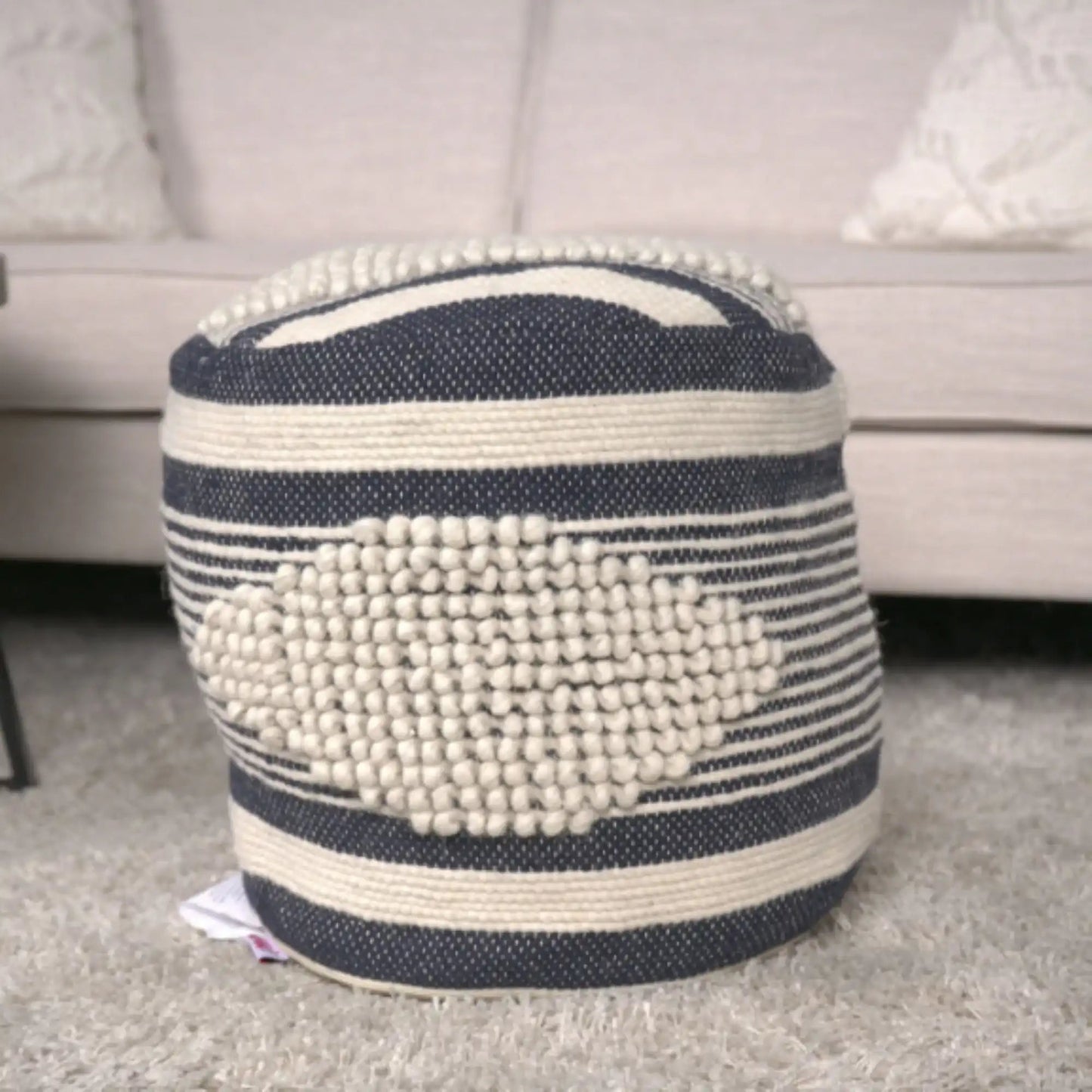 Diamond Handcrafted Cylindrical Pouf