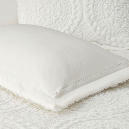 King/Cal King Embroidered Medallion Faux Fur Ultra Plush Comforter Mini Set