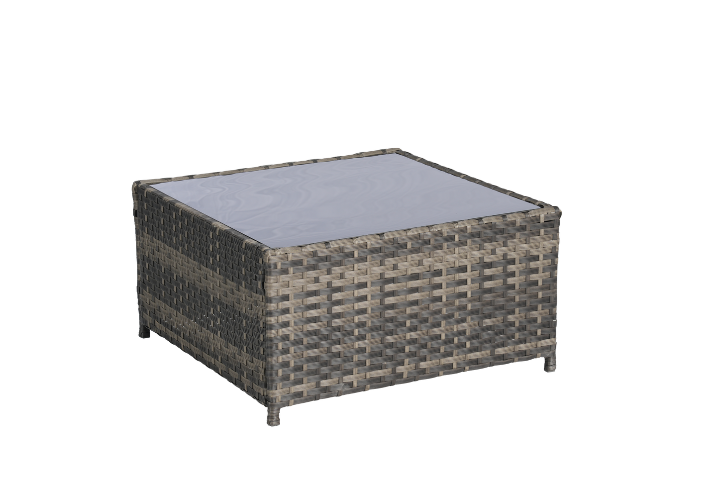 2 Pieces Patio Furniture Set with Woven Sectional and Ottoman