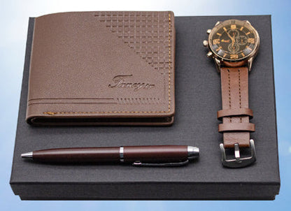 Creative Holiday Gift Wallet Pen Watch Set