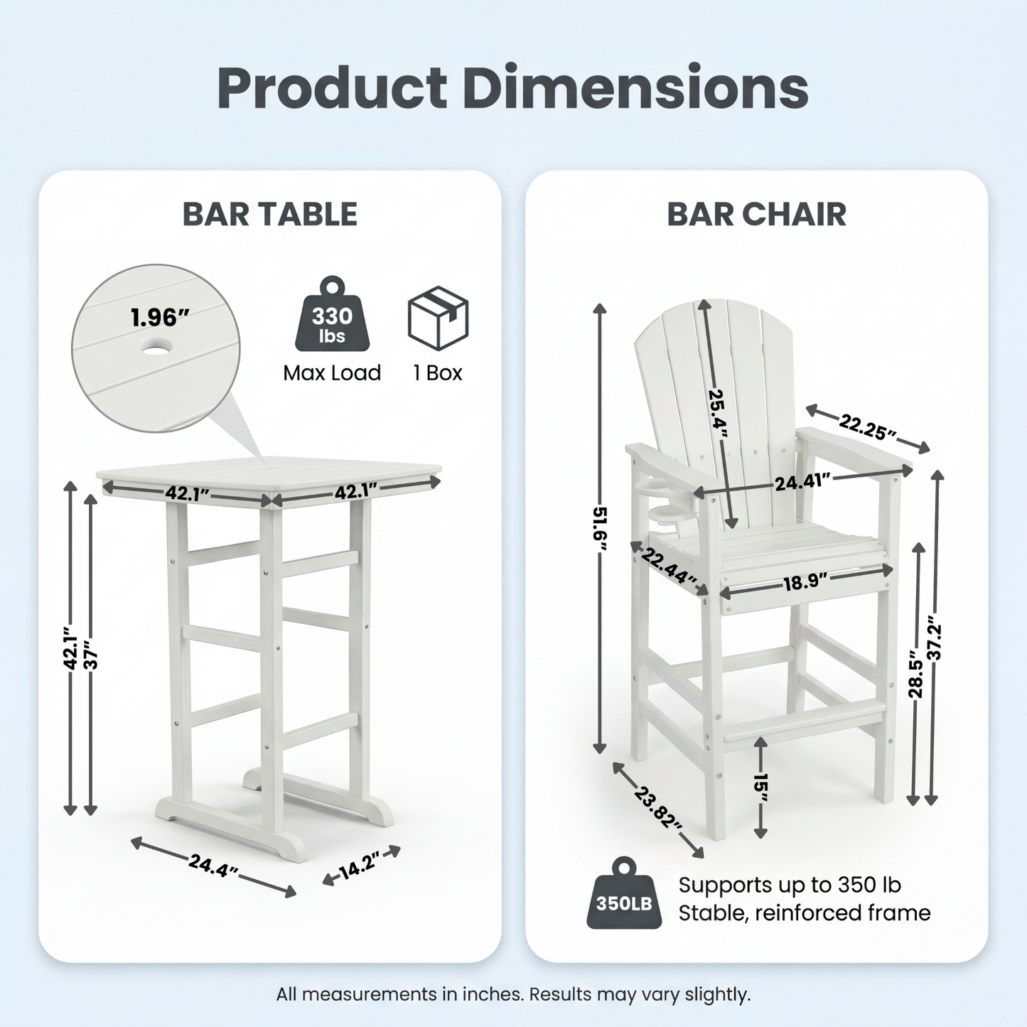 HDPE Bar Height Adirondack Patio Chair Outdoor Bar Chair With Cup Holder And Armrests