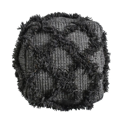 Jumanji Handcrafted Wool and Cotton Pouf - Brown