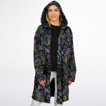 Petal Pop Cuddle Coat | Unisex Minky Sherpa Lined Coat with Hood, Zipper and Pockets | Women and Mens Festival Coat | Mountain Fashion