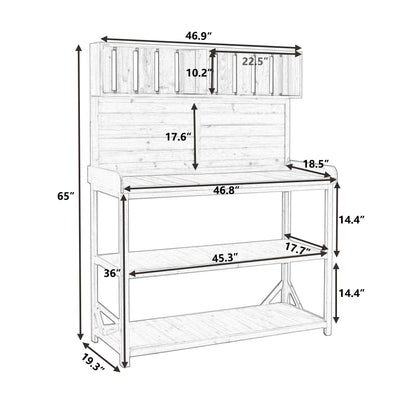 TOPMAX 65' Large Wooden Farmhouse Rustic Outdoor Potting Bench Table