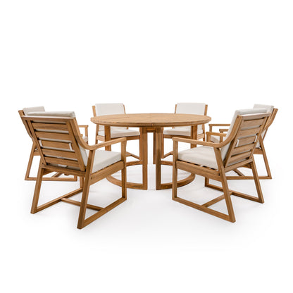 TREXM Patio Dining Table Set for 6 with Umbrella Hole