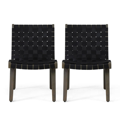 Lounge Chair with Stunning Rope Weave Design, Set of 2 - Black
