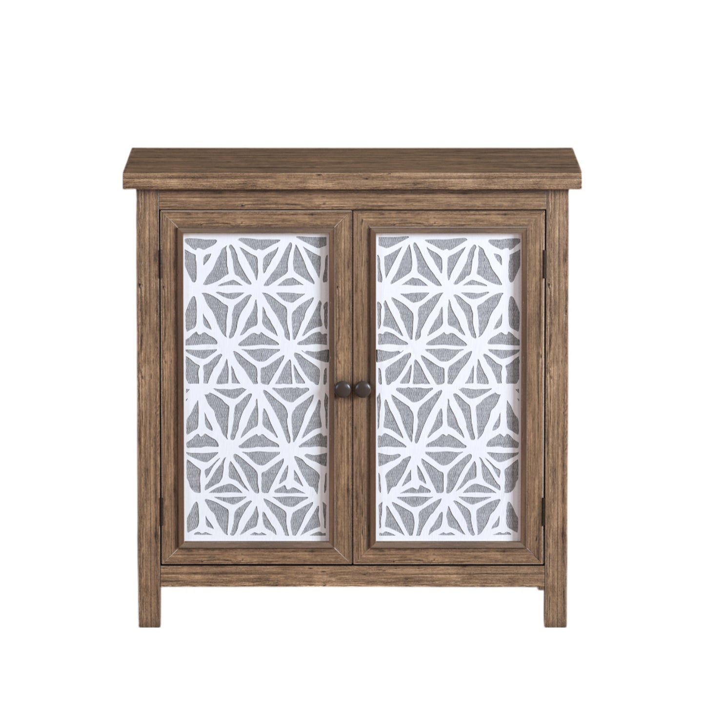 Rustic Natural Aged Brown Solid Wood Transitional Storage Cabinet – 31.89'