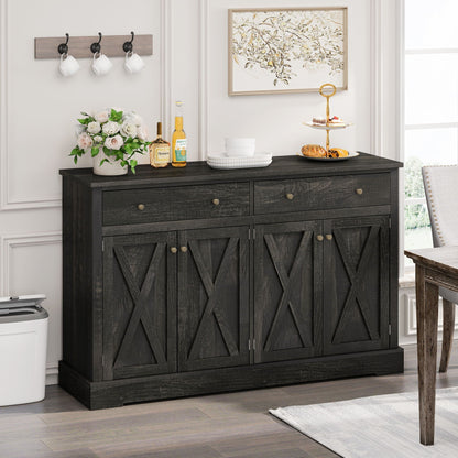 Vintage Sideboard With 2 Drawers And Four Doors For Living Room