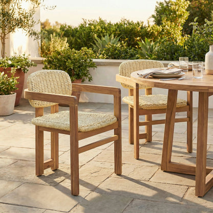 Outdoor Woven Rattan Chair Set Two Accent Chairs