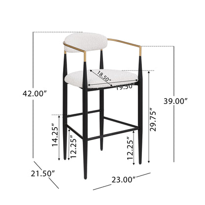 Upholstered Bar Stools with Backs for Kitchen Island (Set of 2) - Beige