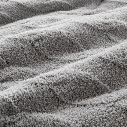 3 Pieces Full/Queen Cable Knit Chenille Comforter Set Gray