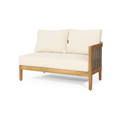 Crowne 4-Pcs Sofa Conversation Set with Beige Cushion, Teak