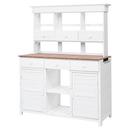 TOPMAX 65.7" Tall Garden Potting Bench Table with Hutch