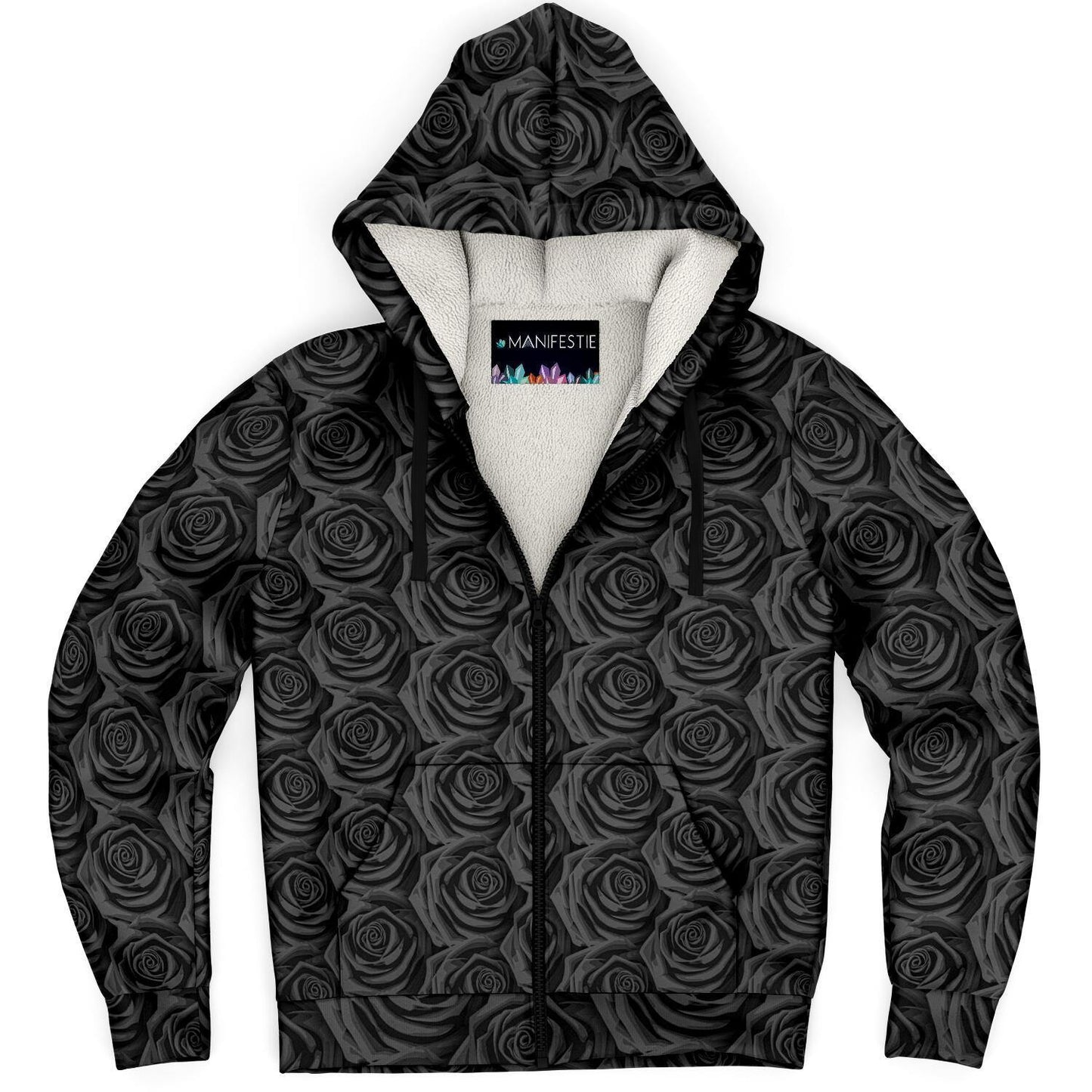 BLACK ROSES Premium Sherpa Lined ZIP HOODIE