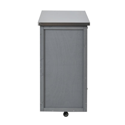 Outdoor Kitchen Island Fir Wood Prep Station with Stainless Steel Top