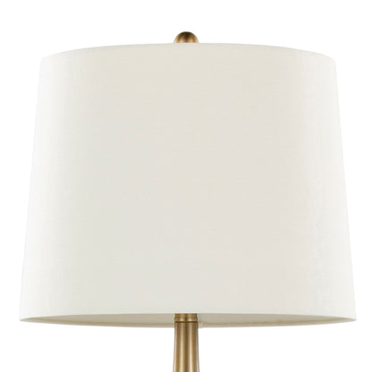 Pebble 29" Contemporary Metal Table Lamp Set in Gold with White Linen Shades - Set of 2