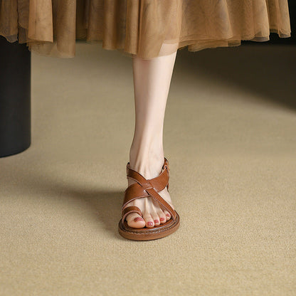 2023 Women's Comfy Flat Leather Roman Sandals