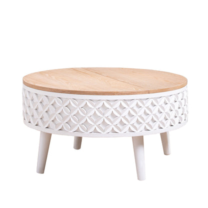 Round Coffee Table with Lift-Top Storage