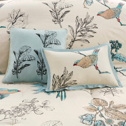7 Piece Printed Cotton Twill Comforter Set Khaki Cal King