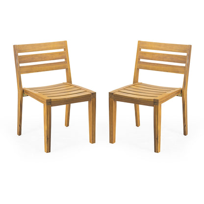 Outdoor Dining Side Chair Set of 2 - Teak Finish