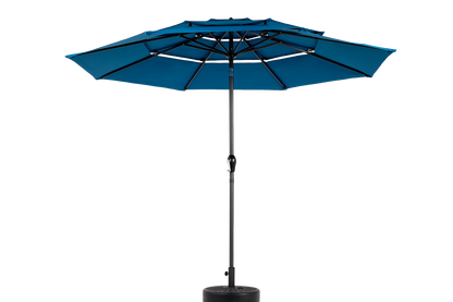 Aluminium 10ft 3 Tier Auto-tilt Outdoor Patio Umbrella - Dark Blue