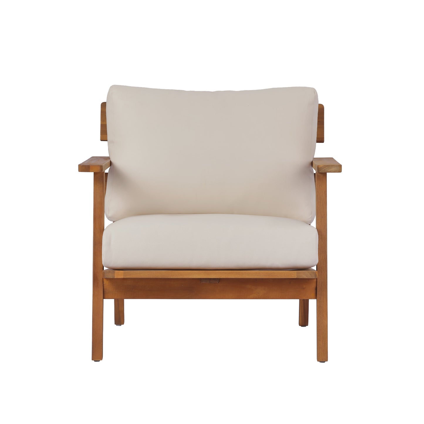 29.5' Mid-Century Modern Acacia Wood Outdoor Club Chair