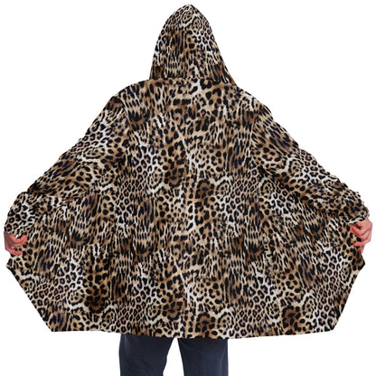 Leopard Print Cuddle Cloak | Unisex Minky Sherpa Hooded Coat | Women and Mens Festival Coat | Mountain Fashion