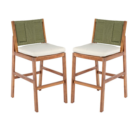 Outdoor Acacia Wood Bar Stools (Set of 2)