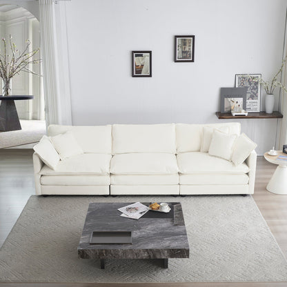 Mid-Century Modern Couch 3-Seater Sofa with Chenille Fabric