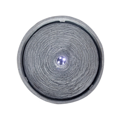 12.99' Gray Polyresin Outdoor Water Fountain with LED Light