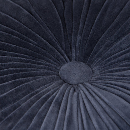 Renee Round Pouf Navy Velvet Cotton Accent Stool